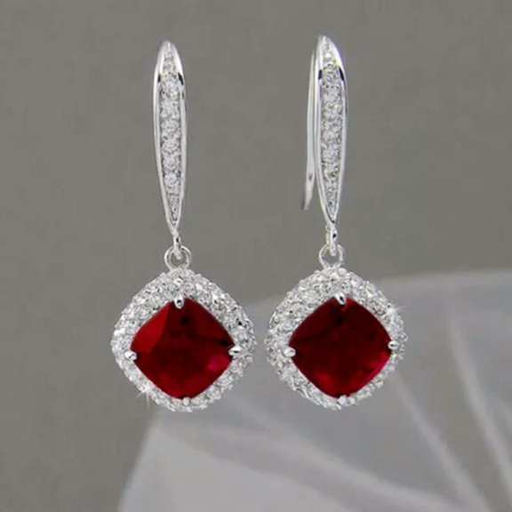 Women 925 Silver Anniversary Jewelry Luxury 6 Color Cubic Zircon Drop Earring