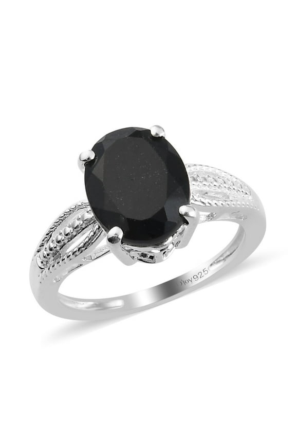 Black Tourmaline Ring in Sterling Silver Black Solitaire Ring For Women Wedding Jewelry Size 11 2.90 ctw Christmas Gifts