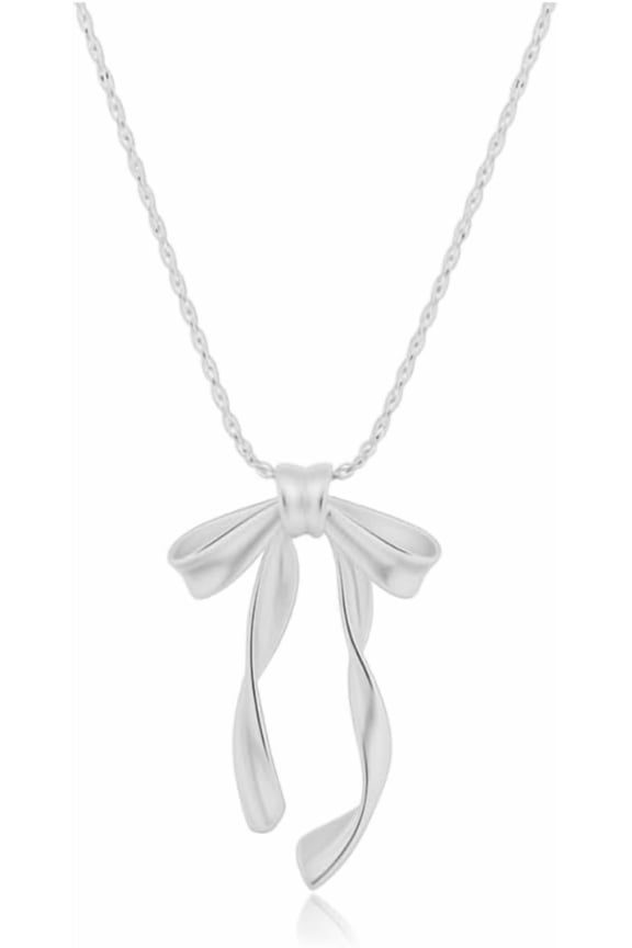 Women 925 Silver Bow Choker Necklace Professional for Teens Sterling Bow Pendant Necklace[a877]