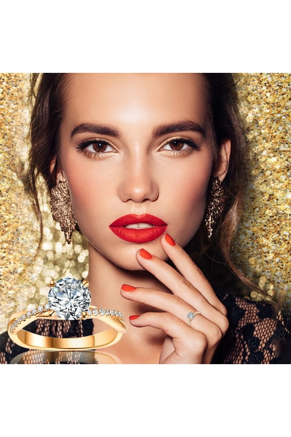 Women 925 Silver,Gold Ring White Rhinestone Wedding Jewelry Rings Size 5-11 5.19 cm
