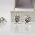 thumbnail image 1 of Women 925 Silver Stud Earring Cute 8 Stone Szs Round Cut Cubic Zircon Jewelry, 1 of 7