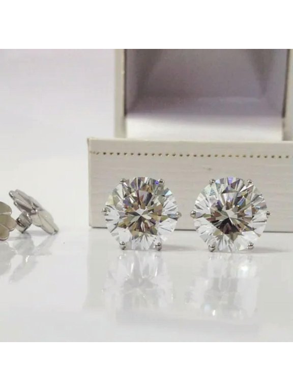 Women 925 Silver Stud Earring Cute 8 Stone Szs Round Cut Cubic Zircon Jewelry
