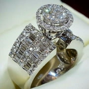 Women 925 Silver Wedding Rings Round Cut White Sapphire Ring