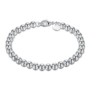 Sterling Silver Plated Hollow Bead Bracelet, 7 Inch, 6mm L49
