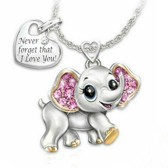 Women 925 Sterling Silver Diamond Elephant Necklace Elegant Pendant Necklace