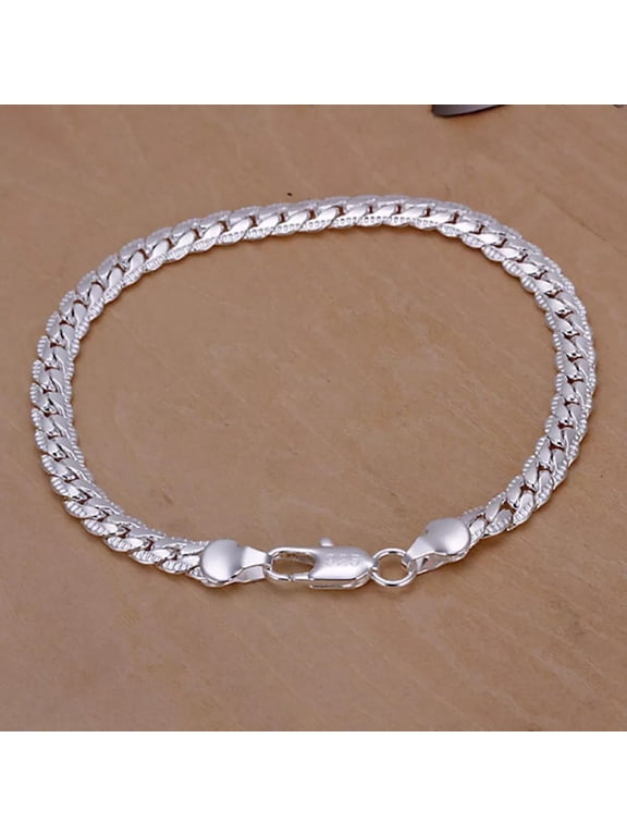 Women 925 Sterling Silver Link Snake Cahin Bracelet 8 Inches 6MM Lobster L61