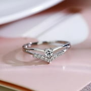 Women 925 Sterling Silver Multi-drill Diamonds Wedding Engagement Rings