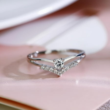 Women 925 Sterling Silver Multi-drill Diamonds Wedding Engagement Rings