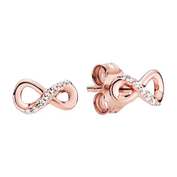 Women 925 Sterling Silver Sparkling Infinity Heart Stud Earrings Hypoallergenic