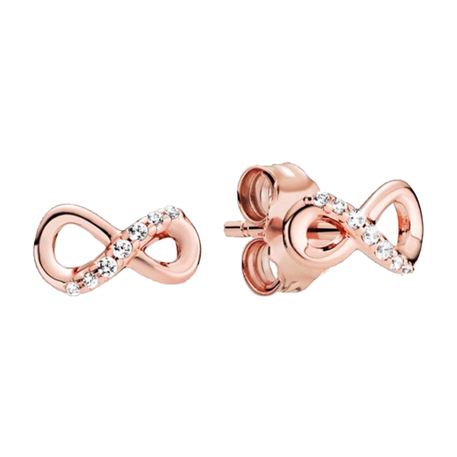 ROSIANNA Women 925 Sterling Silver Sparkling Infinity Heart Stud Earrings Hypoallergenic