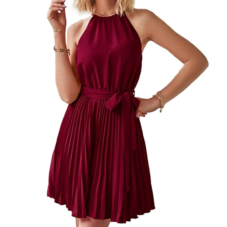 Wine halter new arrivals neck dress