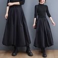thumbnail image 1 of Women A-Line Skirt - Elastic High Waist Lace-up Large Hem Maxi Skirt with Pockets Solid Color Casual Long Skirt, 1 of 8