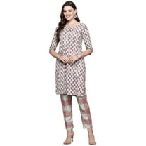 Women Straight Style Cotton Fabric Set White Colour Kurta With Bottom size 32