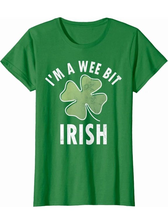 Women A Wee Bit Irish Heritage Clover Gift Graphic T-Shirt
