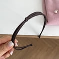 thumbnail image 1 of Women Accessories Simple Temperament Elegant PU Leather Solid Color Knotted Thin Knotted Head Bands Hair Hoop Headwear Headbands DARK COFFEE, 1 of 8