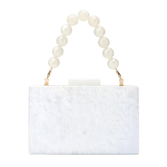 Women Acrylic Clutch Purse Formal Wedding Evening Handbag Marble Party Shoulder Crossbody Bag with Bead Chain