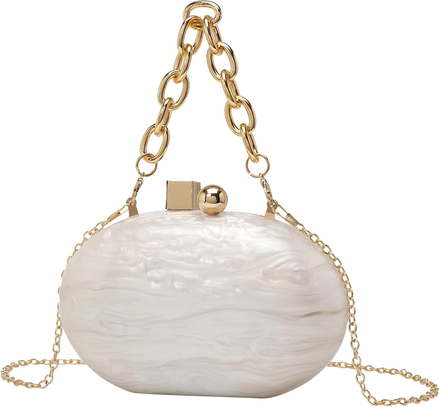Women's Acrylic Clutch Purse - Marble Glitter Evening Bag, Shoulder Strap, For Wedding, Prom, Party