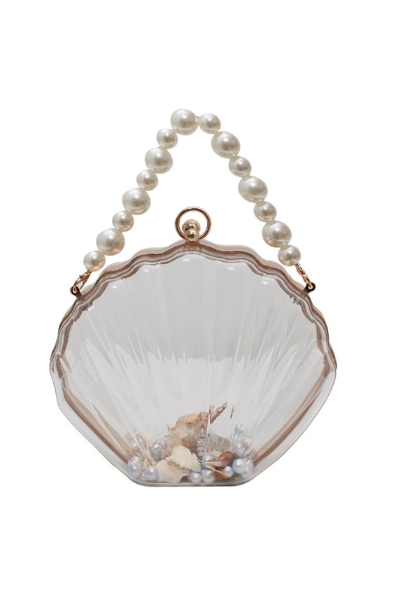 Women Acrylic Messengers Bag Shell Shape Shoulder Bag Transparent Handbag Purse