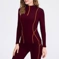 thumbnail image 1 of Women Active Athletic Shirts, Fashion Bodycon Slim Fit Sport Yoga Tops Long Sleeve Quarter Zip Collar Clothes, 1 of 9