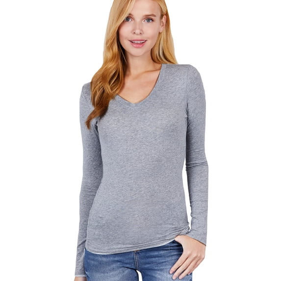 Women Active Long Sleeve Cotton Jersey V-Neck Top (FREE SHIPPING)