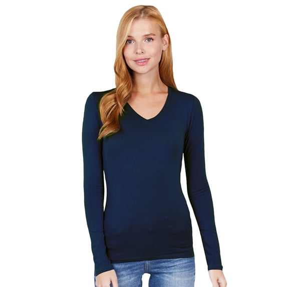 Women Active Long Sleeve Cotton Jersey V-Neck Top (FREE SHIPPING)