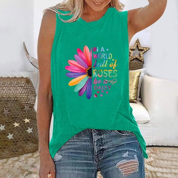 Women Activewear Tank Tops for Women Sleeveless Yoga Workout Loose Fit Graphic Tee for Running and Training Green S
