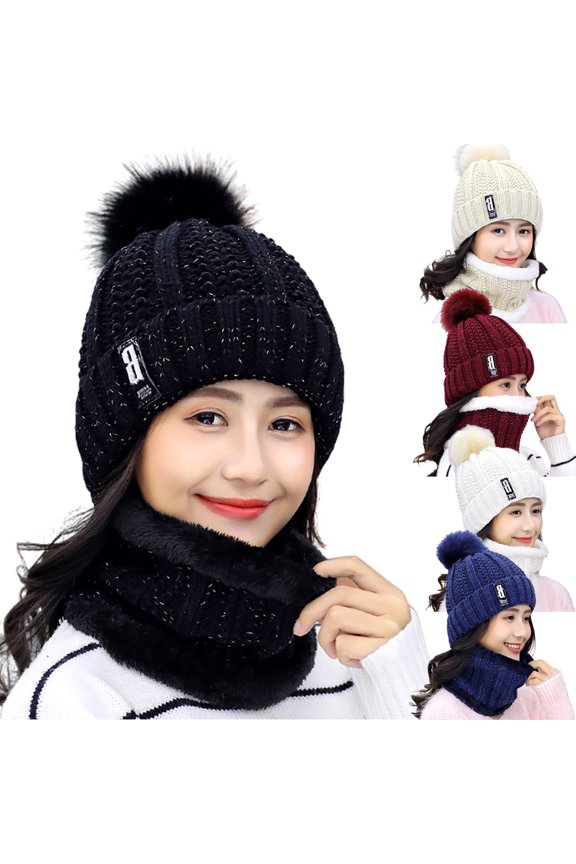 Hat women's winter plus fluffy woolen cap Korean youth sweet and cute ladies autumn and winter knitted hats all-match warmth