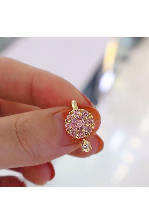Women Adjustable Open Ring Diamond Accented Rotation Copper Geometric Korean Style Good Luck Gift For Students