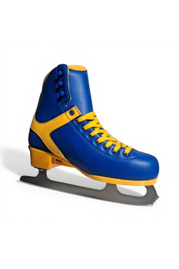 Women Adjustable Sizes Ice Skates – Retro Blue&Yellow, Comfort, Stability & Beginner Control