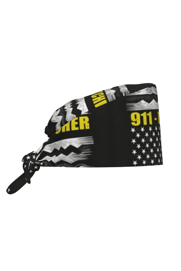 Women Adjustable Working Cap 911 Dispatcher Thin Gold Line Flag Cleaning Hat