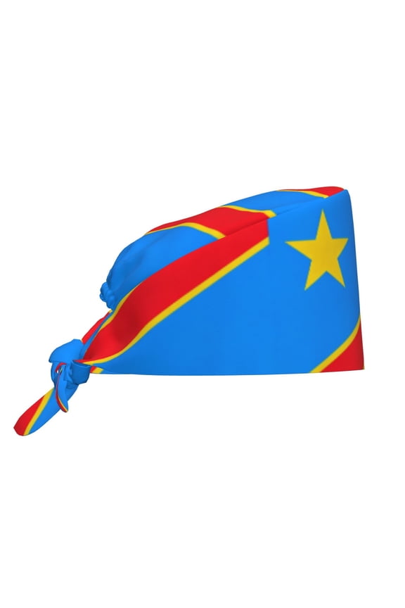 Women Adjustable Working Cap Congo Flag Cleaning Hat