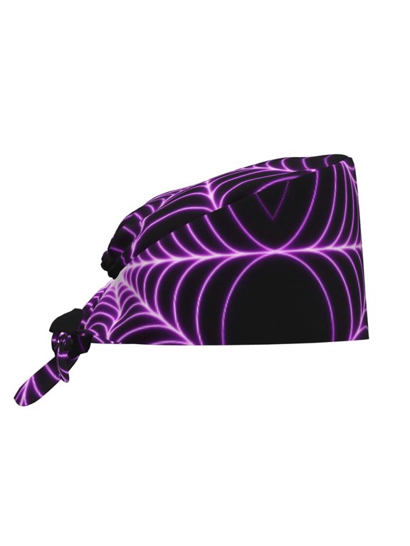 Women Adjustable Working Cap Halloween Spider Web Cleaning Hat