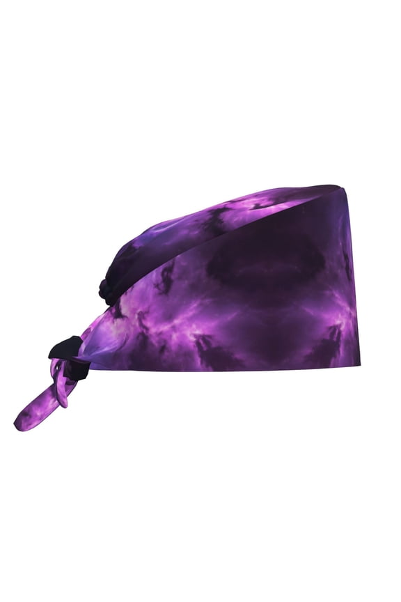Women Adjustable Working Cap Nebula Purple Galaxy Pattern Cleaning Hat