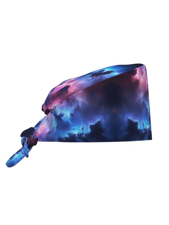 Women Adjustable Working Cap Outer Space Galaxy Cleaning Hat