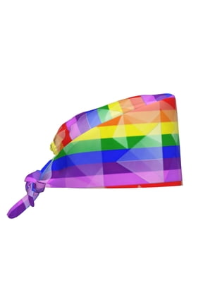 Women Adjustable Working Cap Rainbow Flag Cleaning Hat