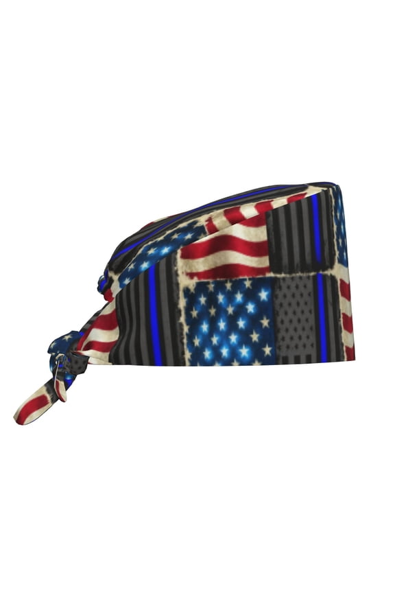 Women Adjustable Working Cap Retro America-Flag Cleaning Hat
