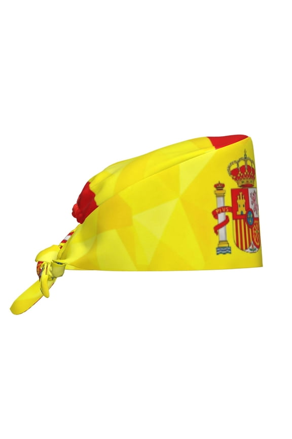 Women Adjustable Working Cap Spanish Flag Cleaning Hat