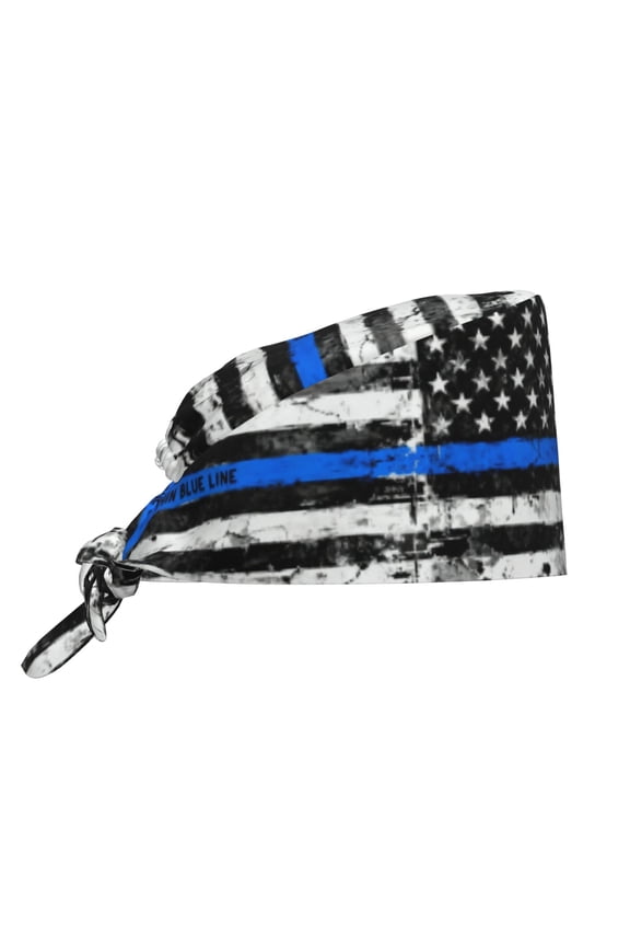Women Adjustable Working Cap Thin Blue Line Flag America Cleaning Hat