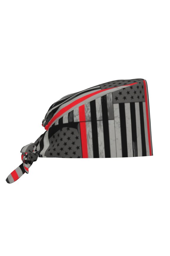 Women Adjustable Working Cap Thin Red Fire Line Flag Cleaning Hat