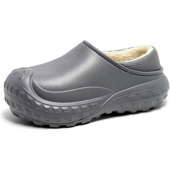 Women Adult Clogs Fuzz Lined Waterproof Closed-Back House Slippers Non-Slip Bedroom Slides for Indoor Outdoor