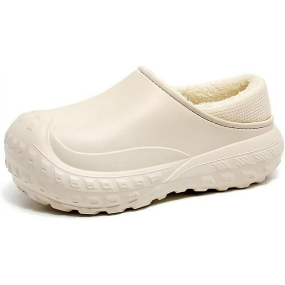 Women Adult Clogs Fuzz Lined Waterproof Closed-Back House Slippers Non-Slip Bedroom Slides for Indoor Outdoor