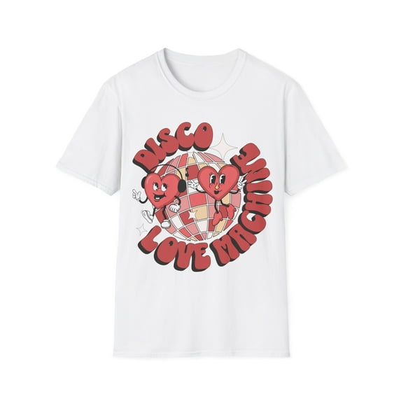 Women Adult Disco Valentines Day T-shirt Retro Disco Dance Heart Character