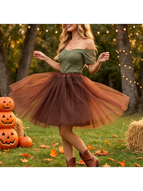 Women Adult Elastic Waist Layered Tulle Tutu Skirt Mesh Ballet Mini Dance Skirt