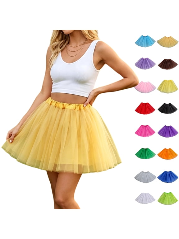 Women Adults 5 Layered Tulle Skirt Halloween Tutu Skirts for Women 80S Tutu Adult Tutus Fluffy Skirt Running White
