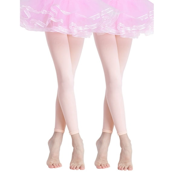 Women Adults Dance Stockings Socks Pink Soft Footless Tights 2 Pairs 90D