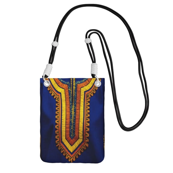 Women African Dashiki Tribal Small Cell Phone Crossbody Bag Adjustable And Detachable Shoulder Strap