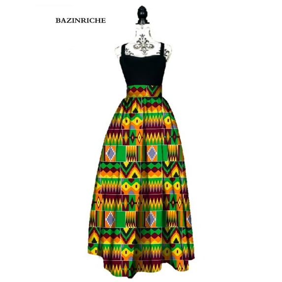 Women African Print Long Skirt Ankara Dashiki High Waist A Line Maxi Skirt Ladies Clothing WY01744