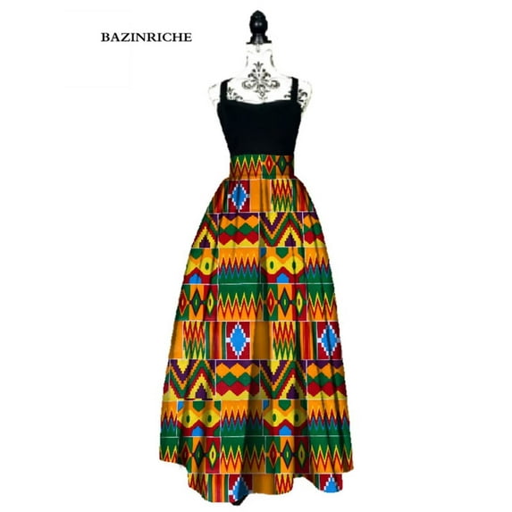 Women African Print Long Skirt Ankara Dashiki High Waist A Line Maxi Skirt Ladies Clothing WY01744