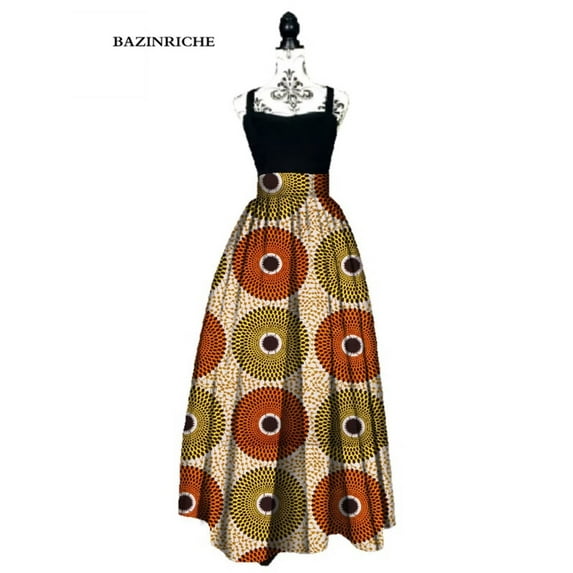 Women African Print Long Skirt Ankara Dashiki High Waist A Line Maxi Skirt Ladies Clothing WY01744