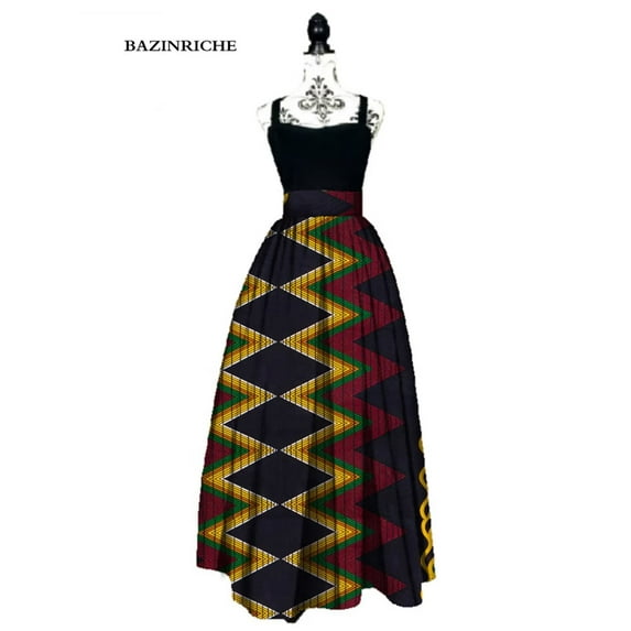 Women African Print Long Skirt Ankara Dashiki High Waist A Line Maxi Skirt Ladies Clothing WY01744